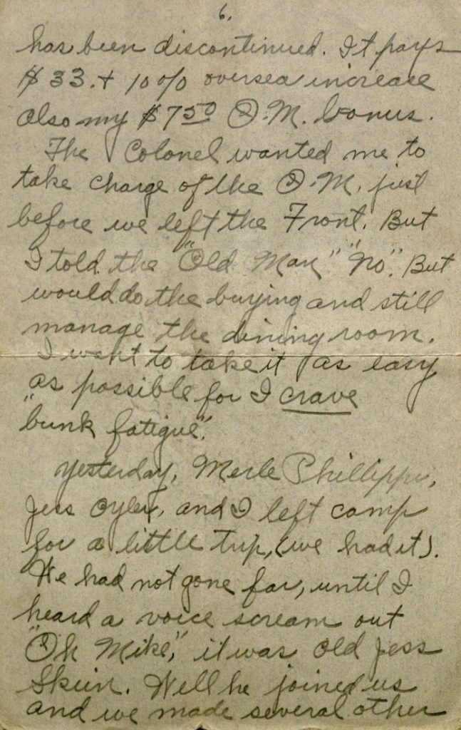 Image of Milo H. Main's letter to his family, September 8, 1918