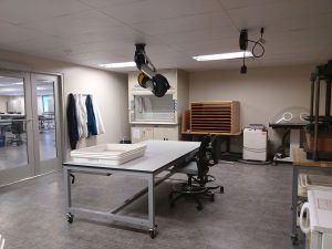 Wet lab within the new conservation lab for paper treatments and preparation of repair materials.