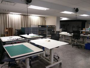 Student work spaces in the new lab.