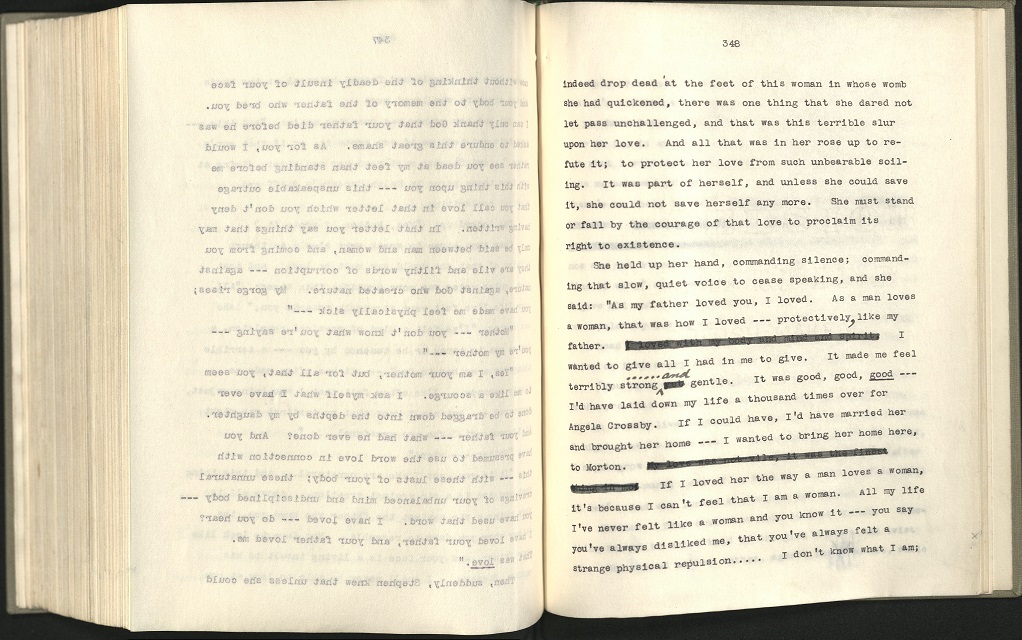 The Well of Loneliness typescript p. 348 with deleted passages and manuscript emendations