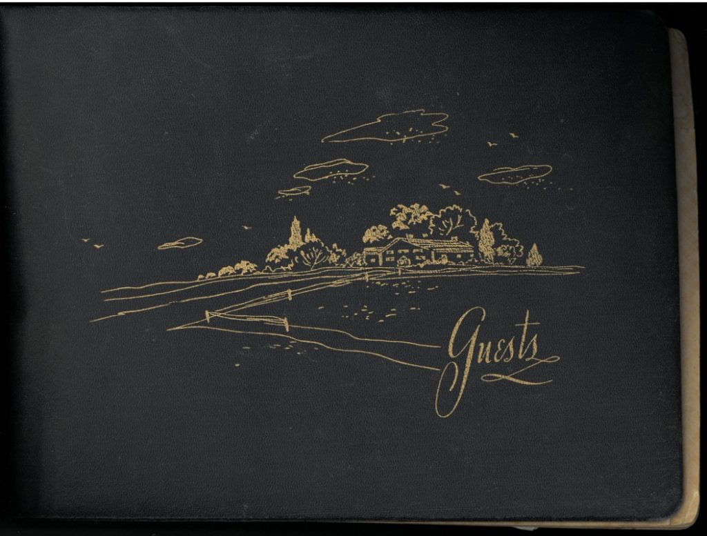 Photograph of the Hungate family papers guestbook