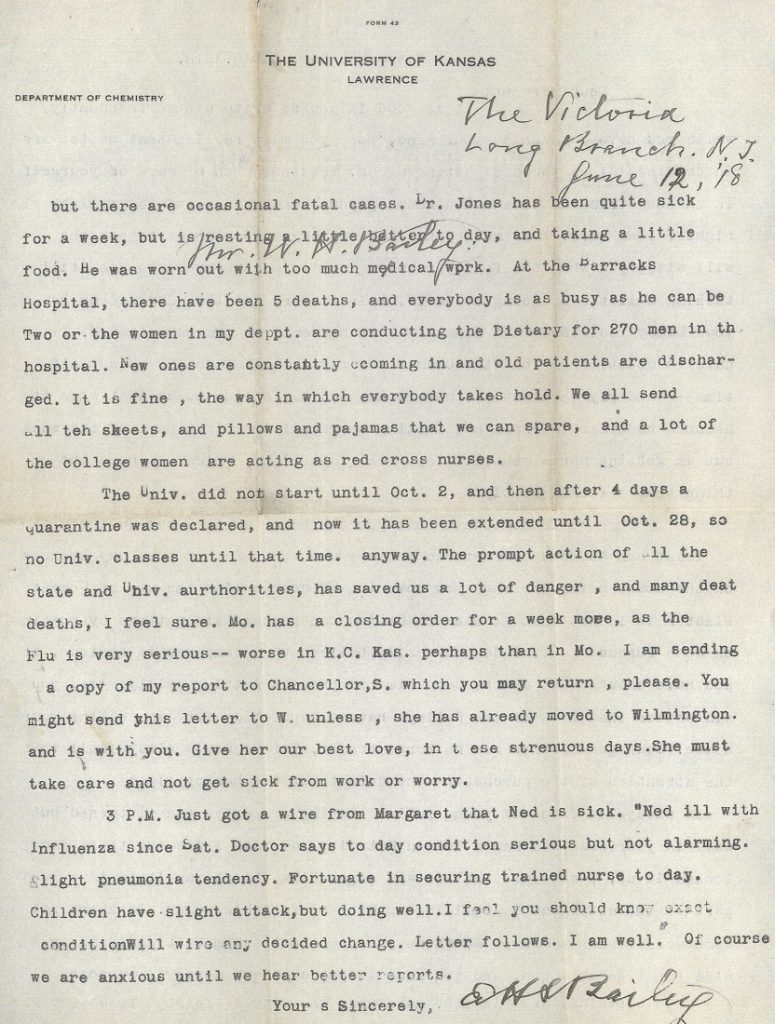 Image of E.H.S. Bailey's letter to his son Herbert, October 18, 1918