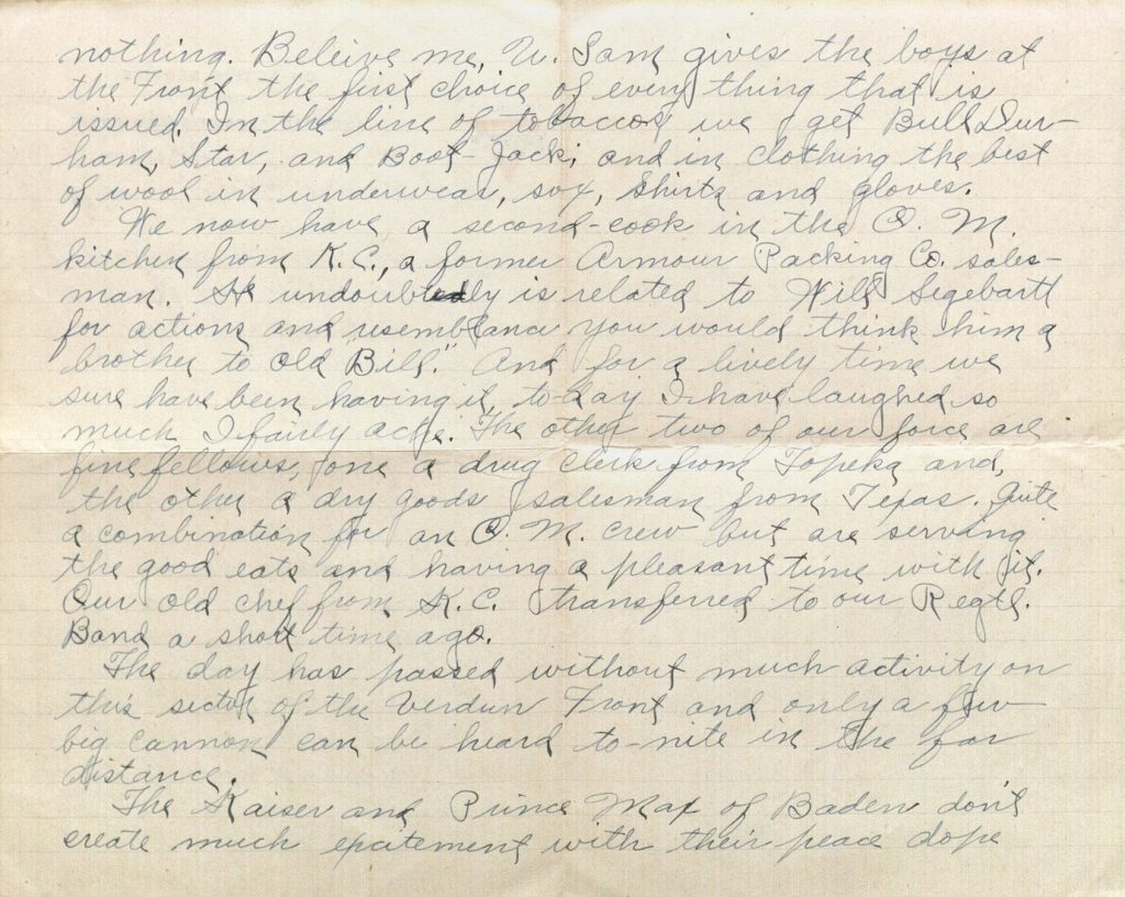 Image of Milo H. Main's letter to his family, October 24, 1918