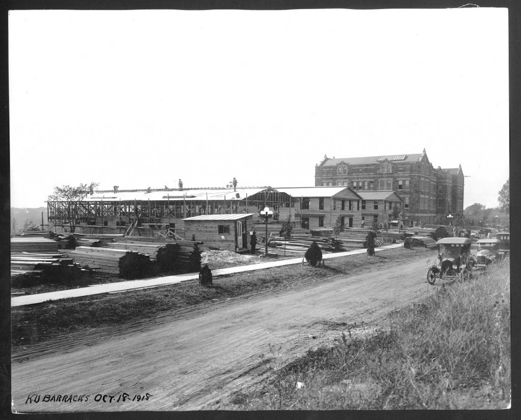 Photograph of S.A.T.C. barracks under construction, 1918