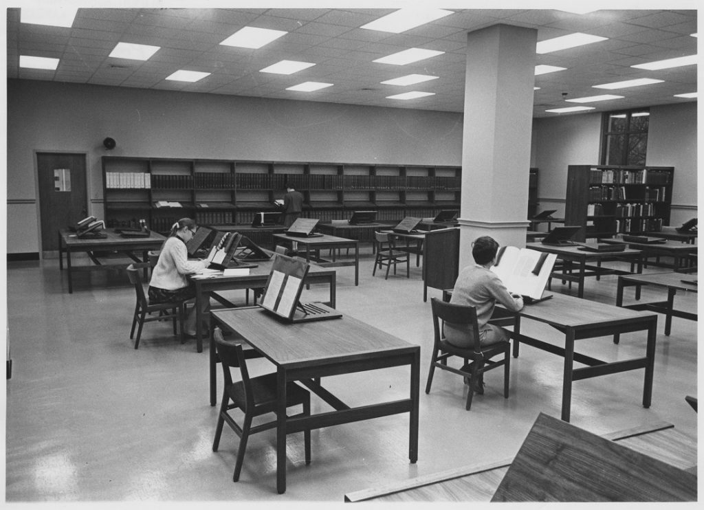 Photograph of Special Collections Reading Room at Spencer Research Library, 1968