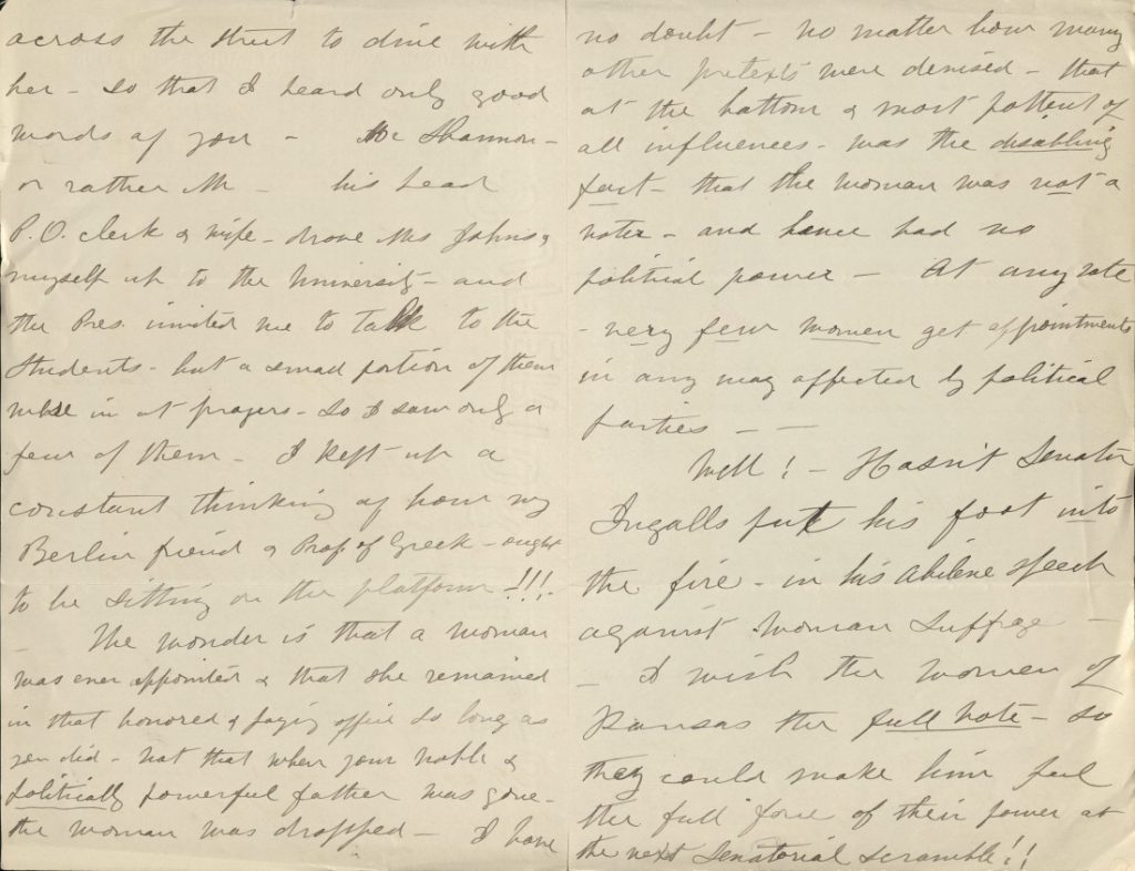 Image of a letter from Susan B. Anthony to Kate Stephens, June 28, 1887