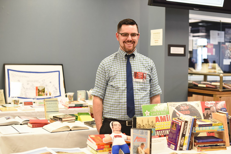 Danny Caine with his collection "Rust Belt Splendor: Hustle, Music, and Identity in the Post-Industrial Midwest" at the 2016 Snyder Book Collecting Contest