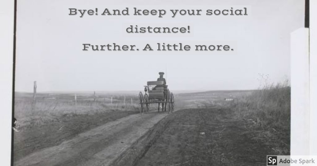 Meme created from a photograph of a woman driving a buggy through the Kansas countryside, 1902