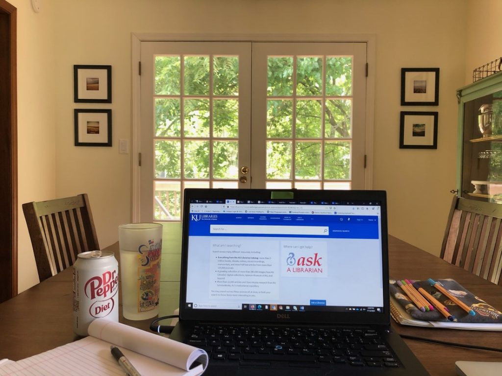 Photograph of the view from Caitlin's home workspace