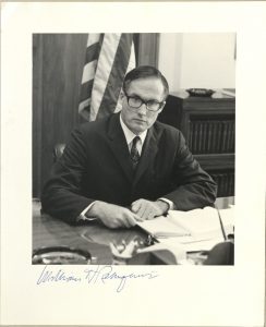 Signed photograph of Supreme Court Justice William H. Rehnquist.