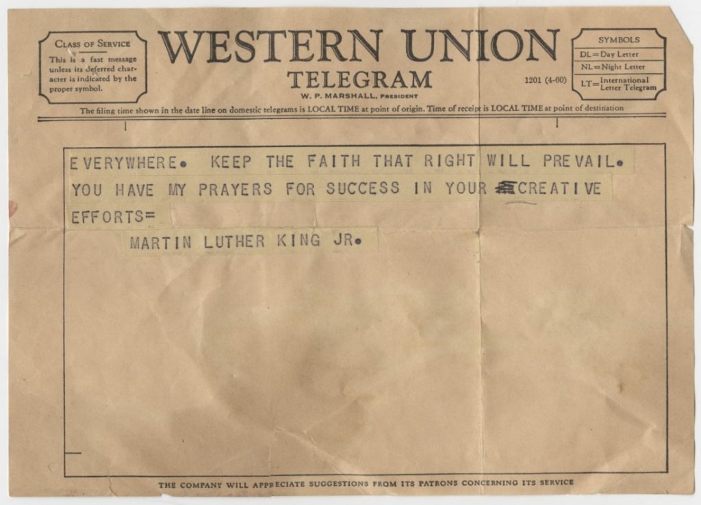 The second page of a telegram from Martin Luther King, Jr. to the Executive Committee of KU's Civil Rights Council, March 11, 1965