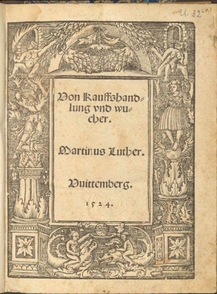 Image of the title page of Von Kaufshandlung und Wucher by Martin Luther, 1524