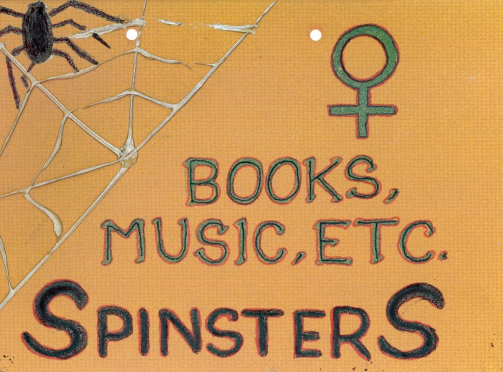 Image of the Spinsters store sign