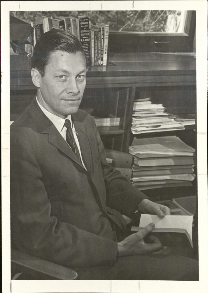 Photograph of James E. Gunn during the 1960s while working for KU’s Chancellor’s Office