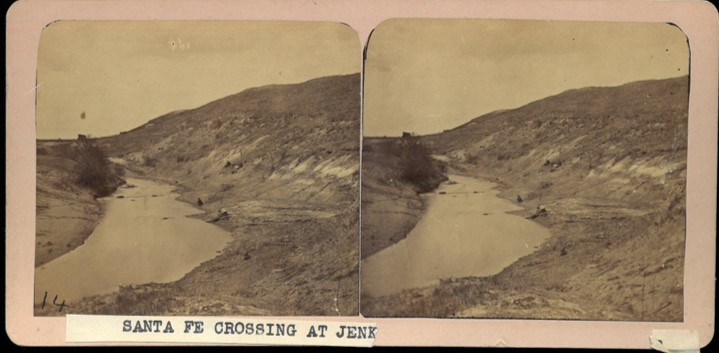 Two identical sepia-toned photographs side by side. Each shows a stream running through an empty landscape.