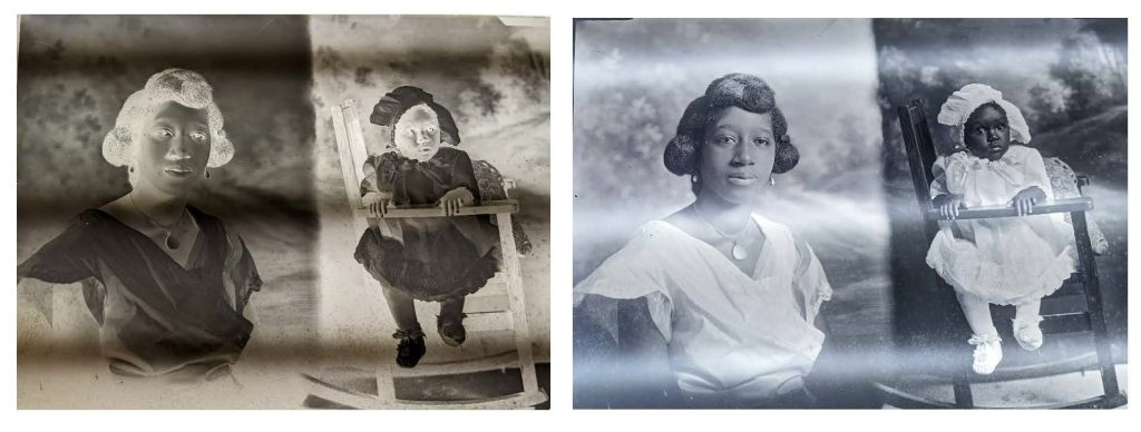 Negative and positive images of Letha Thomas and baby, Cornish Studio Collection, Kenneth Spencer Library, University of Kansas Libraries.
