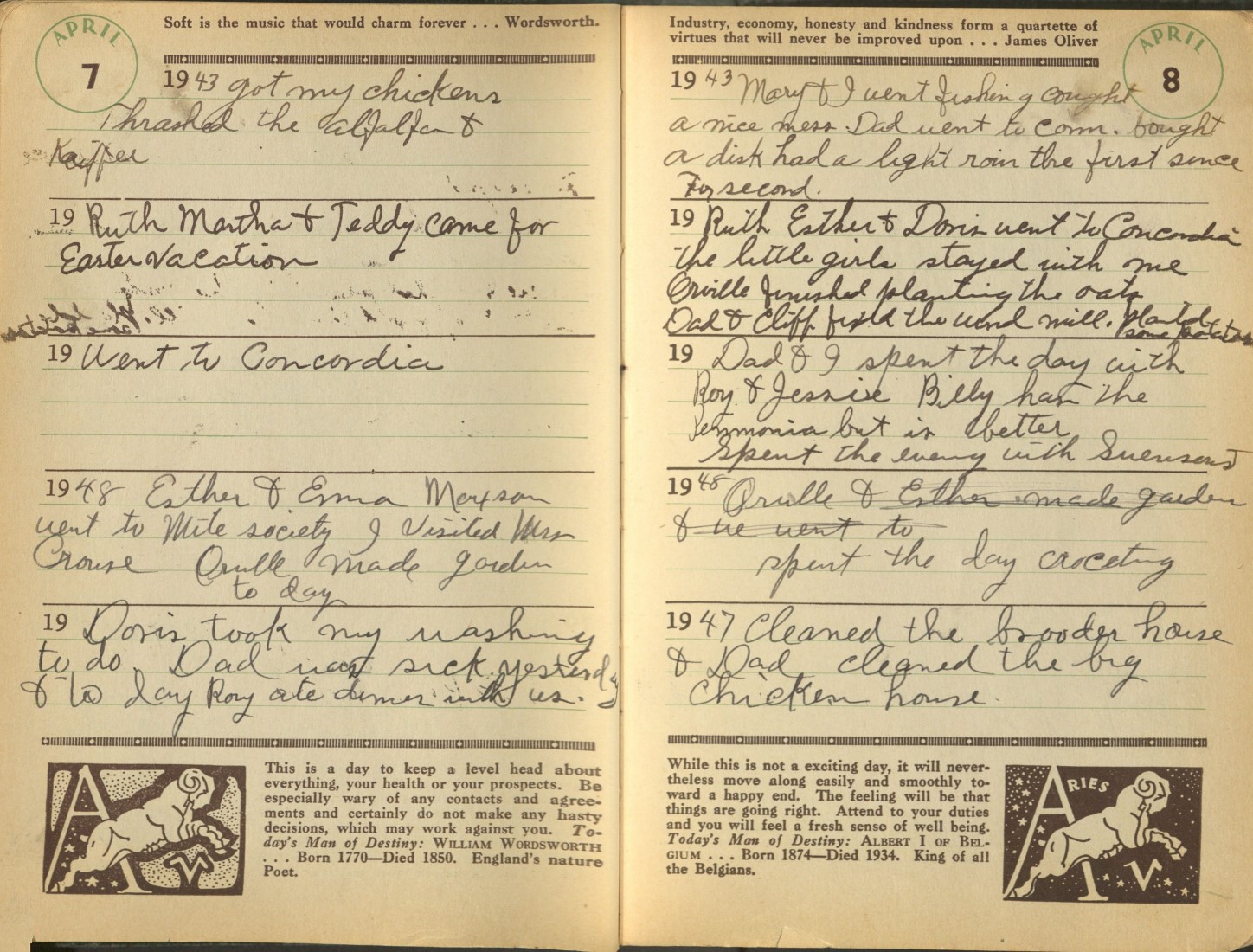 Two-page spread with rows of handwritten text on each. Typed quotations at the top and bottom of each page.