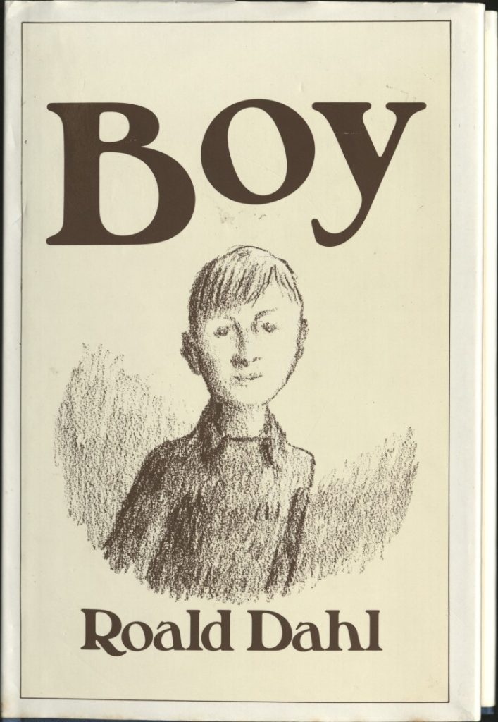 Black-and-white headshot sketch of a boy, with the book's title and author.