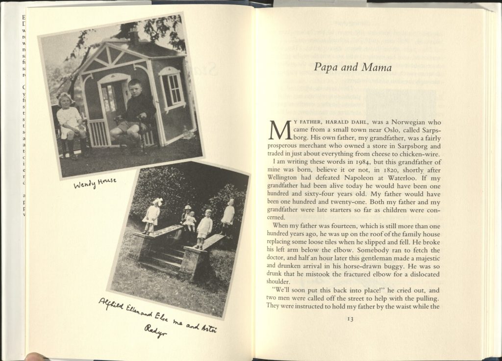 The text of the first page of the chapter "Papa and Mama," accompanied by black-and-white photos.