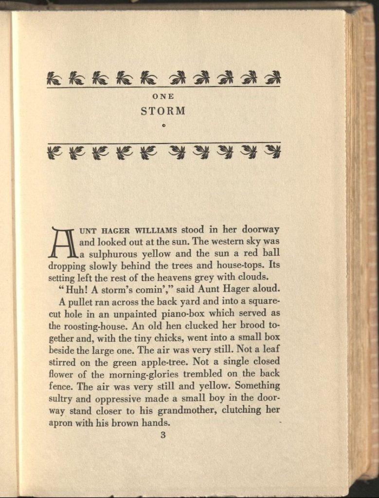 This page has the text of the first page of the first chapter in Not Without Laughter.
