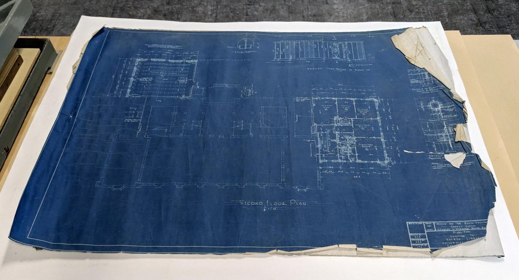 Watson Library building plans before treatment.