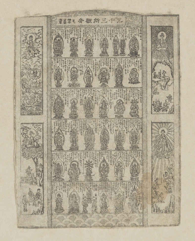 Image of Sanjūsansho Kannon narabini Yanagidani Nigatsudō Asakusa 三十三所観音 并二 柳谷二月堂浅草 (Thirty-three Kannon Pilgrimage Sites with Yanagidani, Nigatsudō, and Asakusa)