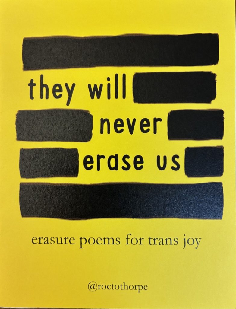 Front cover of the zine, which has a yellow background with text in black surrounded by very thick black lines.