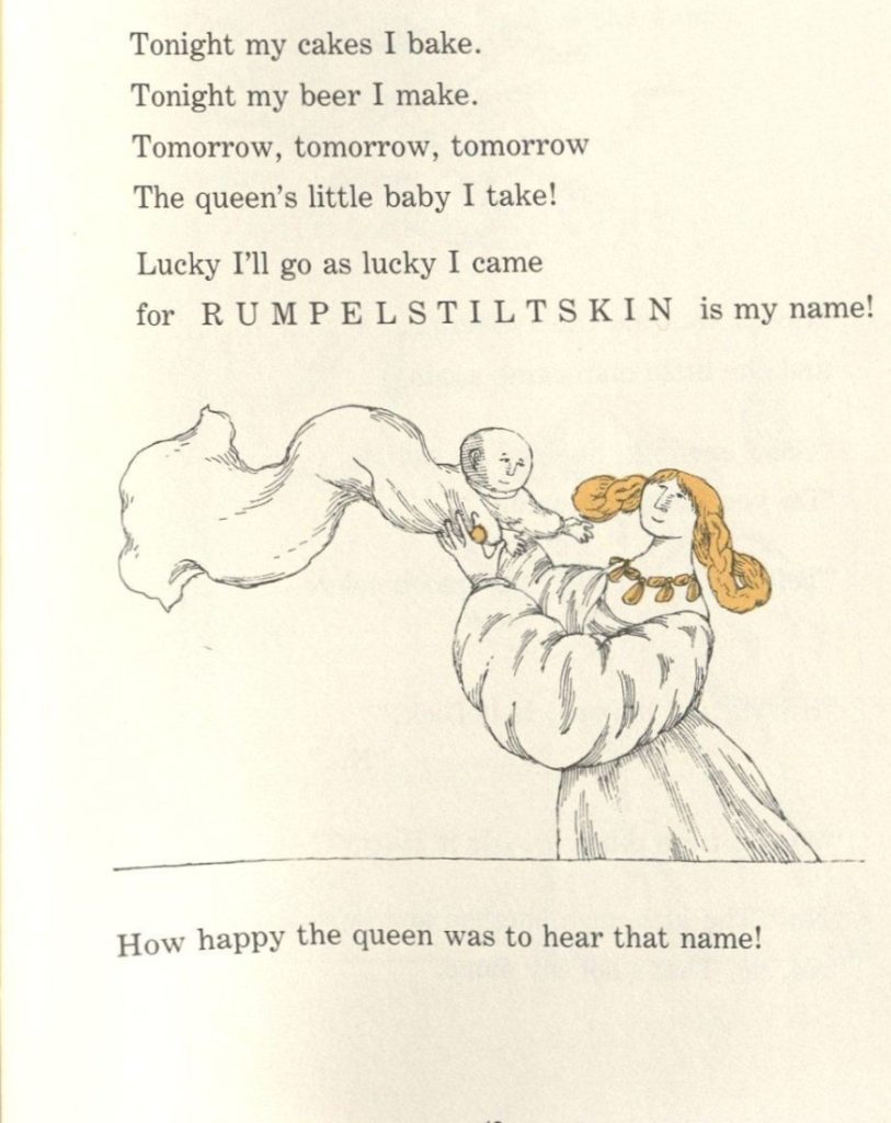 This image has text accompanied by a largely black and white illustration of the queen with her baby.