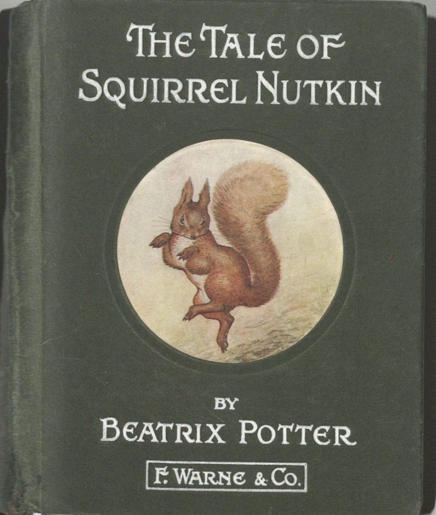 This image has text with a color illustration of a brown squirrel who appears to be jumping.